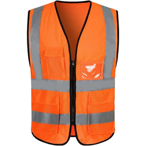 Class-2 Reflective Safety Vest With 4 Pockets | Safety orange